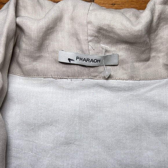 Pharaoh Tan Linen Coastal Business Casual Long Sleeve Jacket A11 - Picture 2 of 4